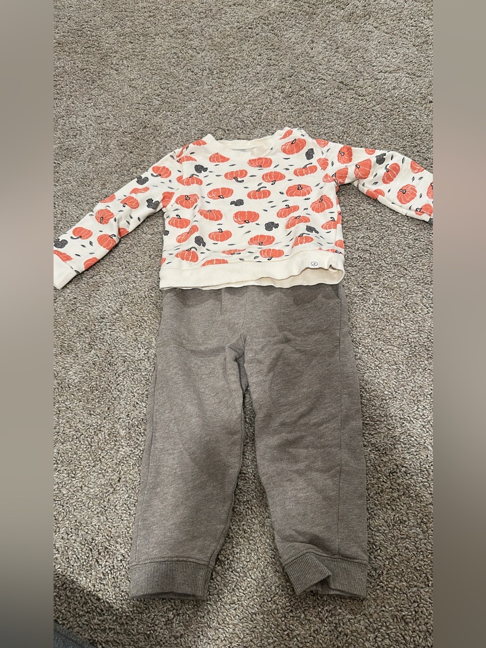 Cozy Kids Pumpkin Pajama Set in Cream & Orange